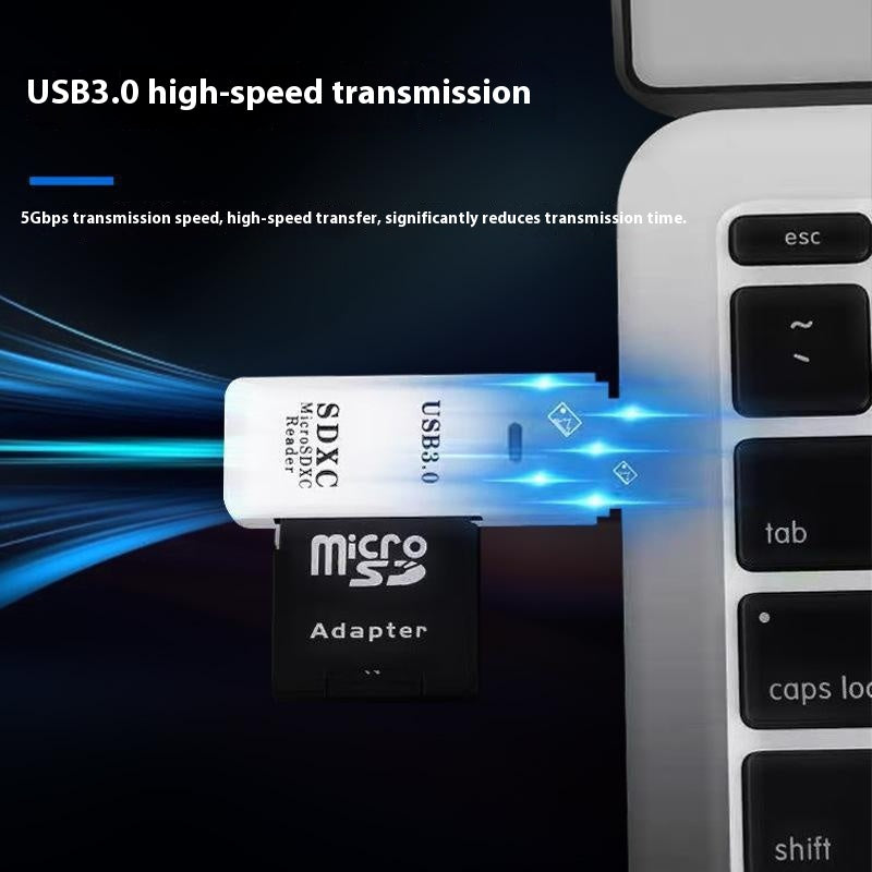 Multifunctional 2-in-1 High-Speed USB 3.0 Card Reader Supports TF + SD for Computer, Tablet, Camera, Laptop, and Car Use
