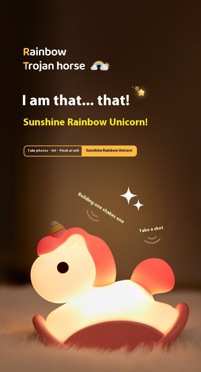 Unicorn Wooden Horse Lamp USB Three-level brightness adjustment