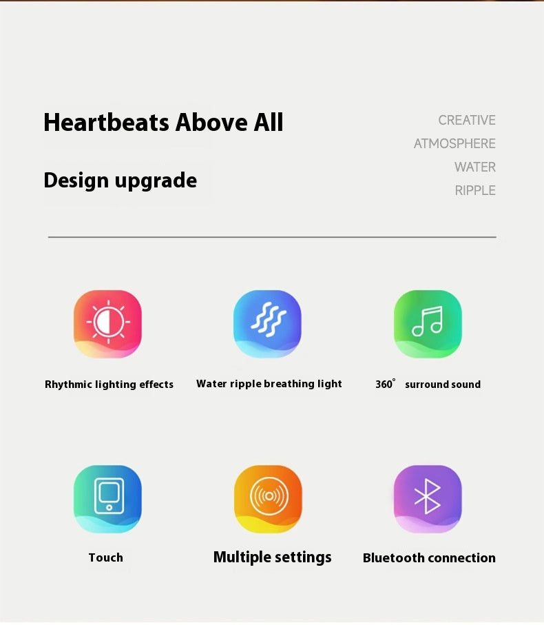 Bluetooth Speaker Water Ripple Music Rhythm Projection Lamp Bedroom Bedside Romantic Mood Dynamic Rotating Atmosphere Night Light