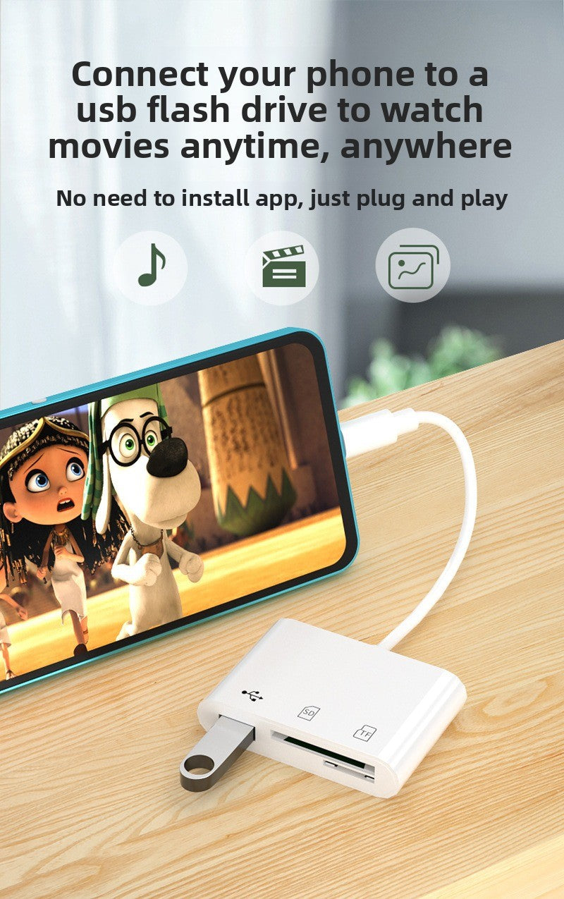 Mobile Phone Card Reader 3-in-1 Type-C Mobile Phone Computer SD/TF Card USB Flash Drive 2.0 Multi-Function High-Speed Card Reader