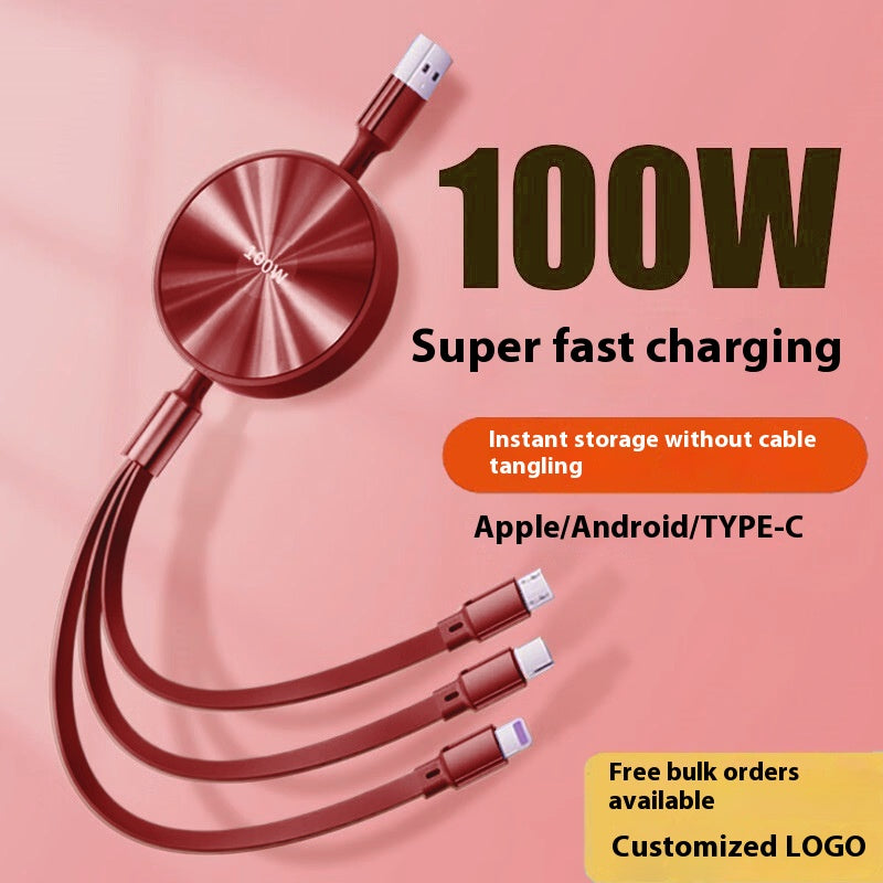1-to-3 Fast Charging Cable 00W Three-in-One Data Cable