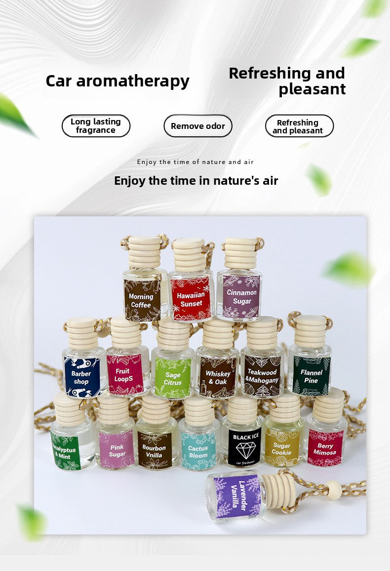 Cross-Border Hot Car Air Freshener Multiple Scents Available Glass Bottle Pendant Aromatherapy Essential Oil Car Interior Decoration Wholesale