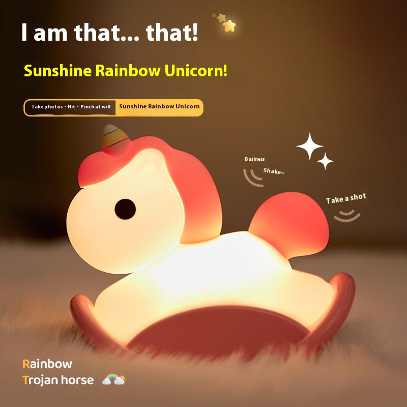 Unicorn Wooden Horse Lamp USB Three-level brightness adjustment