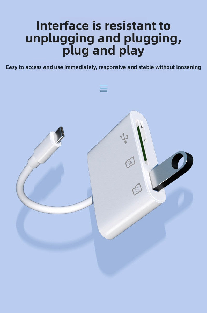 Mobile Phone Card Reader 3-in-1 Type-C Mobile Phone Computer SD/TF Card USB Flash Drive 2.0 Multi-Function High-Speed Card Reader