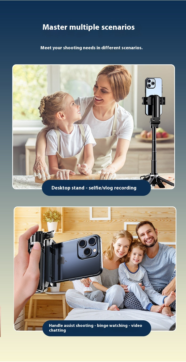 Zoom New Mini Selfie Stick Travel Photography Multi-Functional Stand Live Streaming Stand Phone Selfie Stick with Fill Light