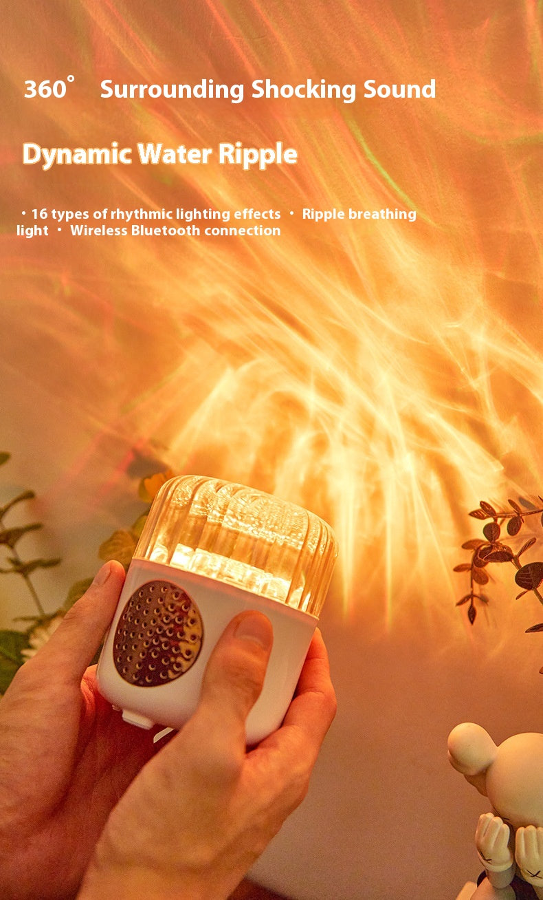 Bluetooth Speaker Water Ripple Music Rhythm Projection Lamp Bedroom Bedside Romantic Mood Dynamic Rotating Atmosphere Night Light
