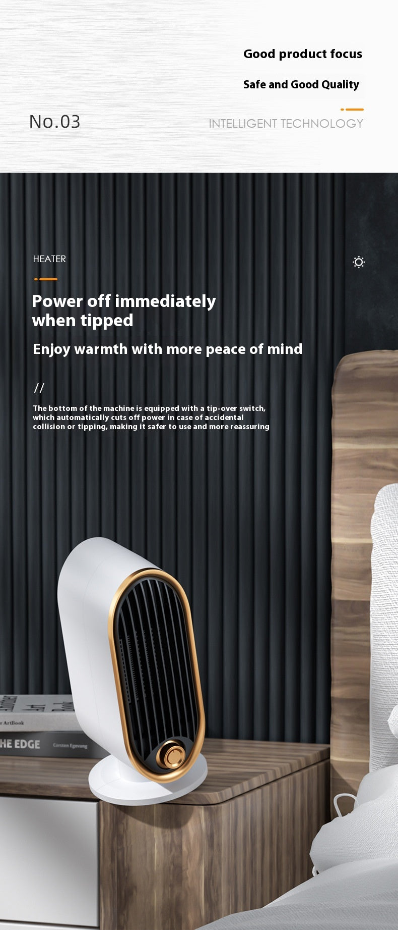 New Model Warm Air Blower Household Desktop Office Small Electric Heater Vertical Ceramic PTC Heating Warmer