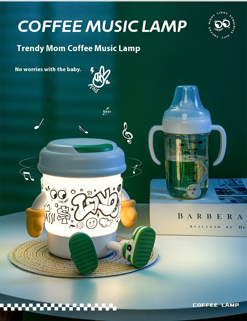 Cute KEIDOL Coffee Cup Night Light Creative Rechargeable Atmosphere Light Bluetooth Speaker Night Light Tap Light Table Lamp