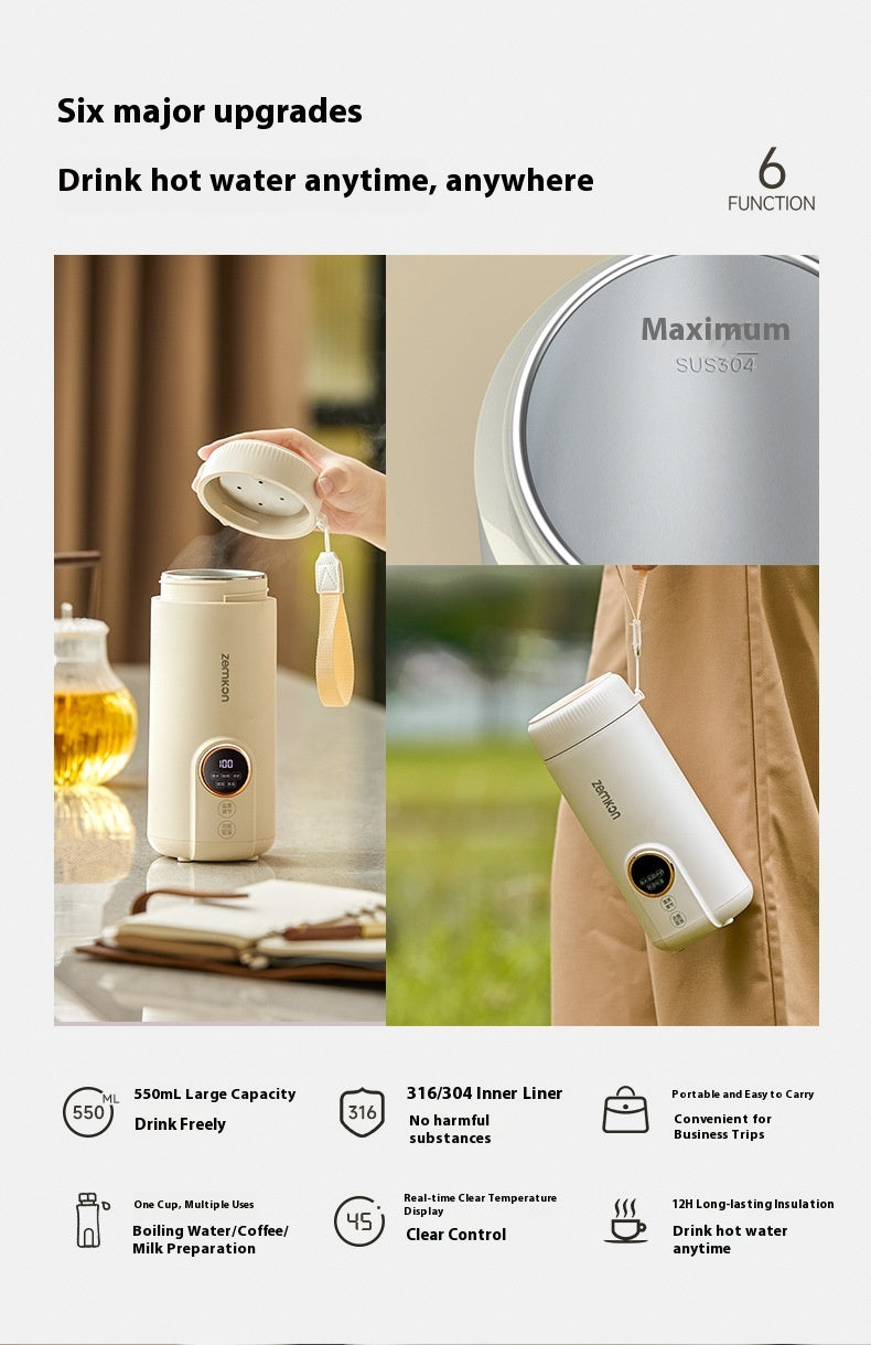 Zemkon Portable Electric Kettle All-in-One Fully Automatic Travel Electric Heating Cup Small Electric Kettle Heating Cup