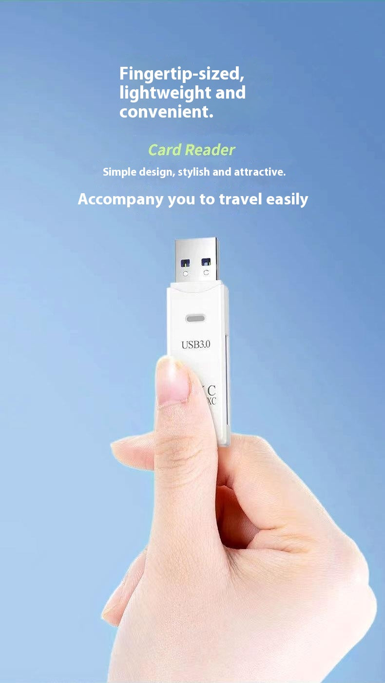 Multifunctional 2-in-1 High-Speed USB 3.0 Card Reader Supports TF + SD for Computer, Tablet, Camera, Laptop, and Car Use