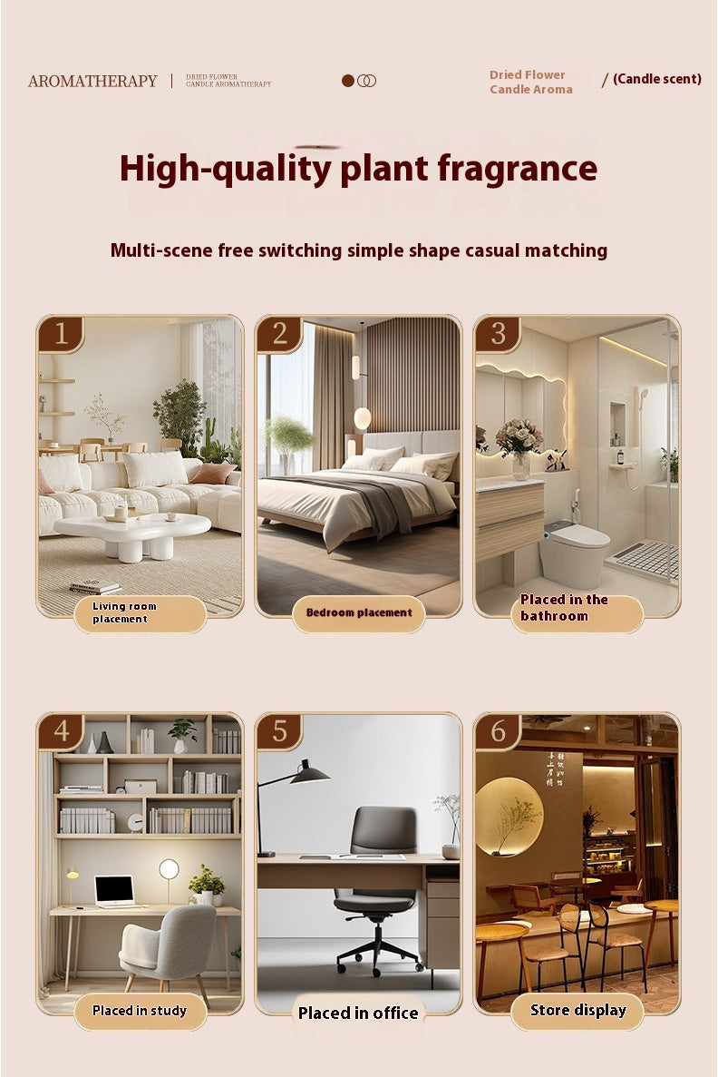 Zhongheng Rose Dried Flower Aromatherapy Candle for Home Bedroom Plant Essential Oil Niche Fragrance Long-lasting Scent Romantic Atmosphere