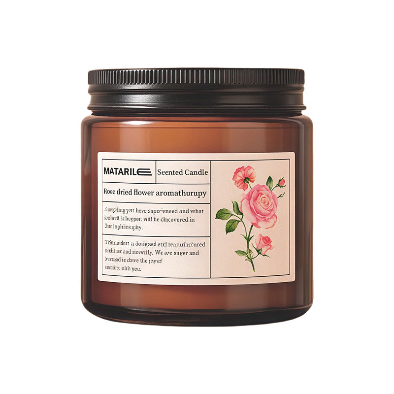 Zhongheng Rose Dried Flower Aromatherapy Candle for Home Bedroom Plant Essential Oil Niche Fragrance Long-lasting Scent Romantic Atmosphere