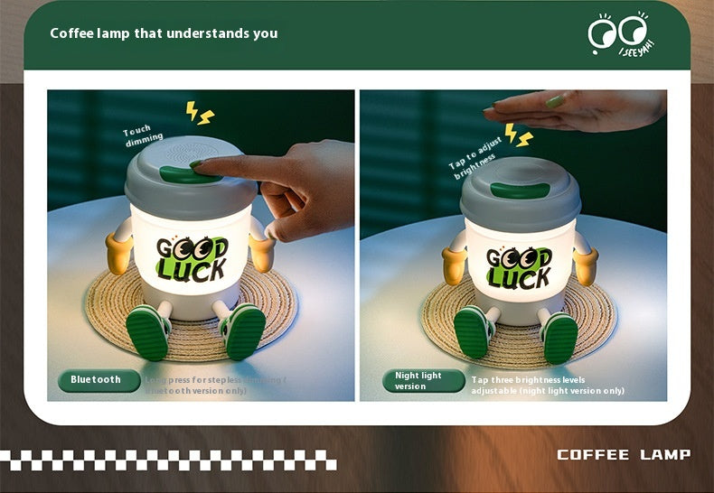 Cute KEIDOL Coffee Cup Night Light Creative Rechargeable Atmosphere Light Bluetooth Speaker Night Light Tap Light Table Lamp