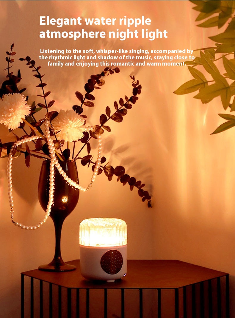 Bluetooth Speaker Water Ripple Music Rhythm Projection Lamp Bedroom Bedside Romantic Mood Dynamic Rotating Atmosphere Night Light