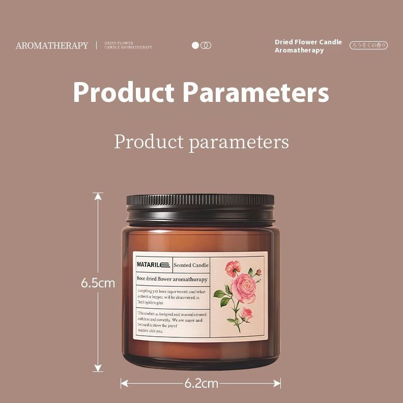 Zhongheng Rose Dried Flower Aromatherapy Candle for Home Bedroom Plant Essential Oil Niche Fragrance Long-lasting Scent Romantic Atmosphere